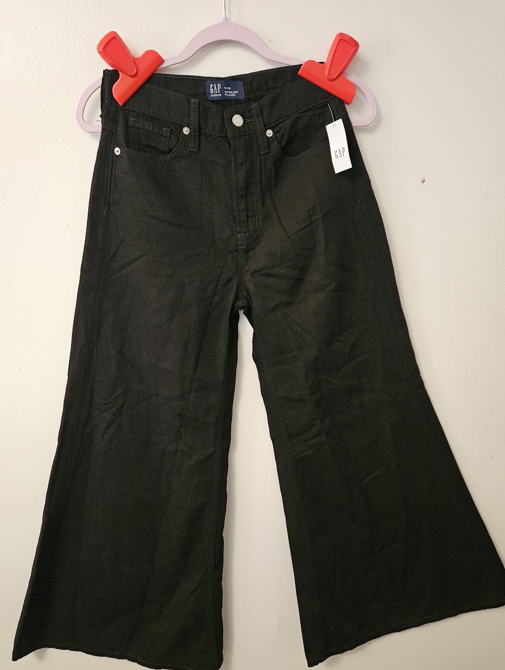 GAP NWT Black Wide-Leg High-Rise Superlight Palazzo Jeans